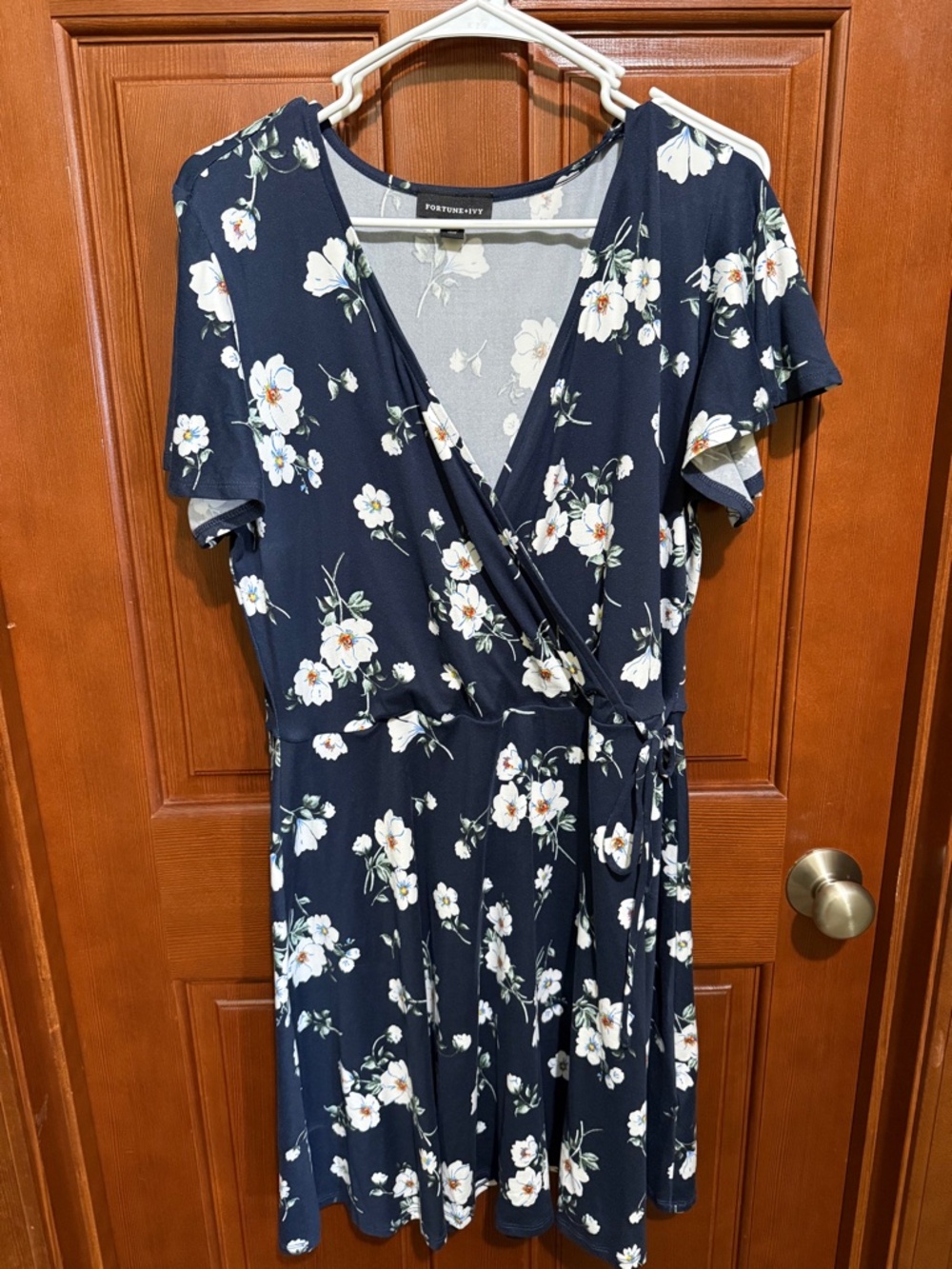 Fortune Ivy Blue Flowered Dress.  Size XL.